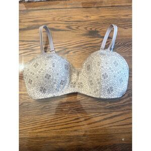 Aerie Real Happy Floral Lace Overlay Padded Wireless Bra Nude Size 38DD NWOT